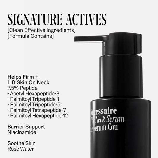 the Neck Serum. Fragrance-Free. 5 Peptides for Tech + Aged Neck. 50 Ml
