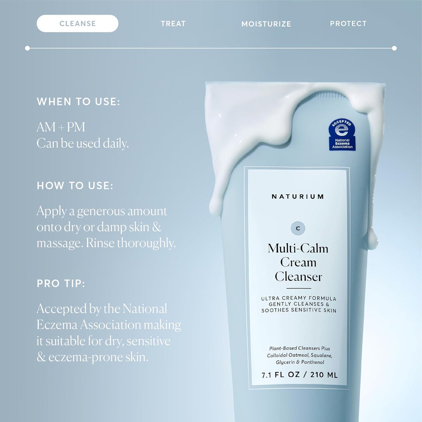 Multi-Calm Cream Cleanser, Hydrating Face Wash for Eczema-Prone Skin, 210 Ml / 7.1 Fl Oz