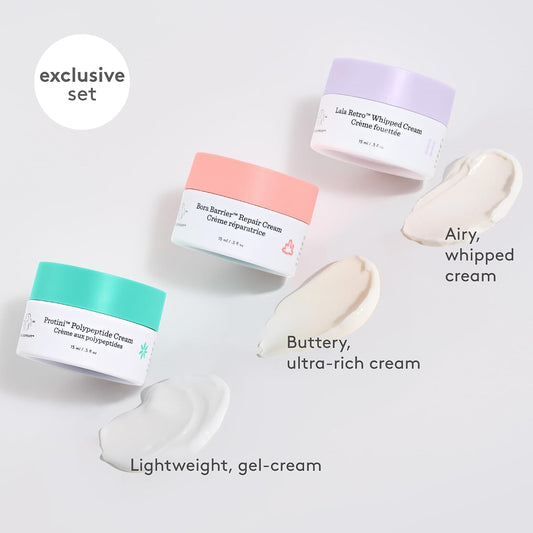Drunk Elephant Skincare Chronicles - Travel Size Moisturizer Trio - Clean Clinical Skincare - Cruelty-Free - Dermatologist-Tested - Free of Essential Oils, Silicones, and Fragrance