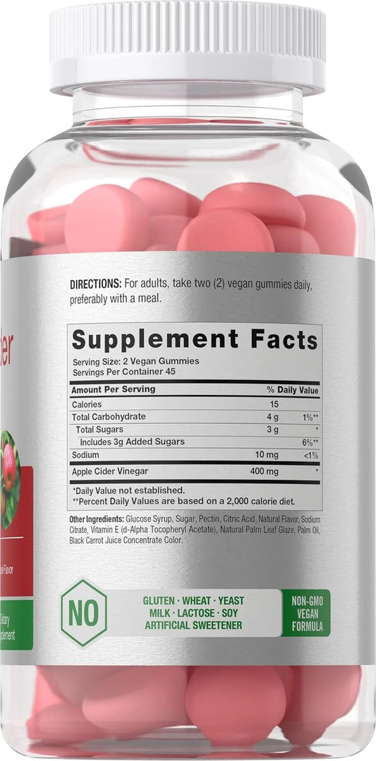 Apple Cider Vinegar 400Mg | 90 Vegan Gummies for Men and Women | by