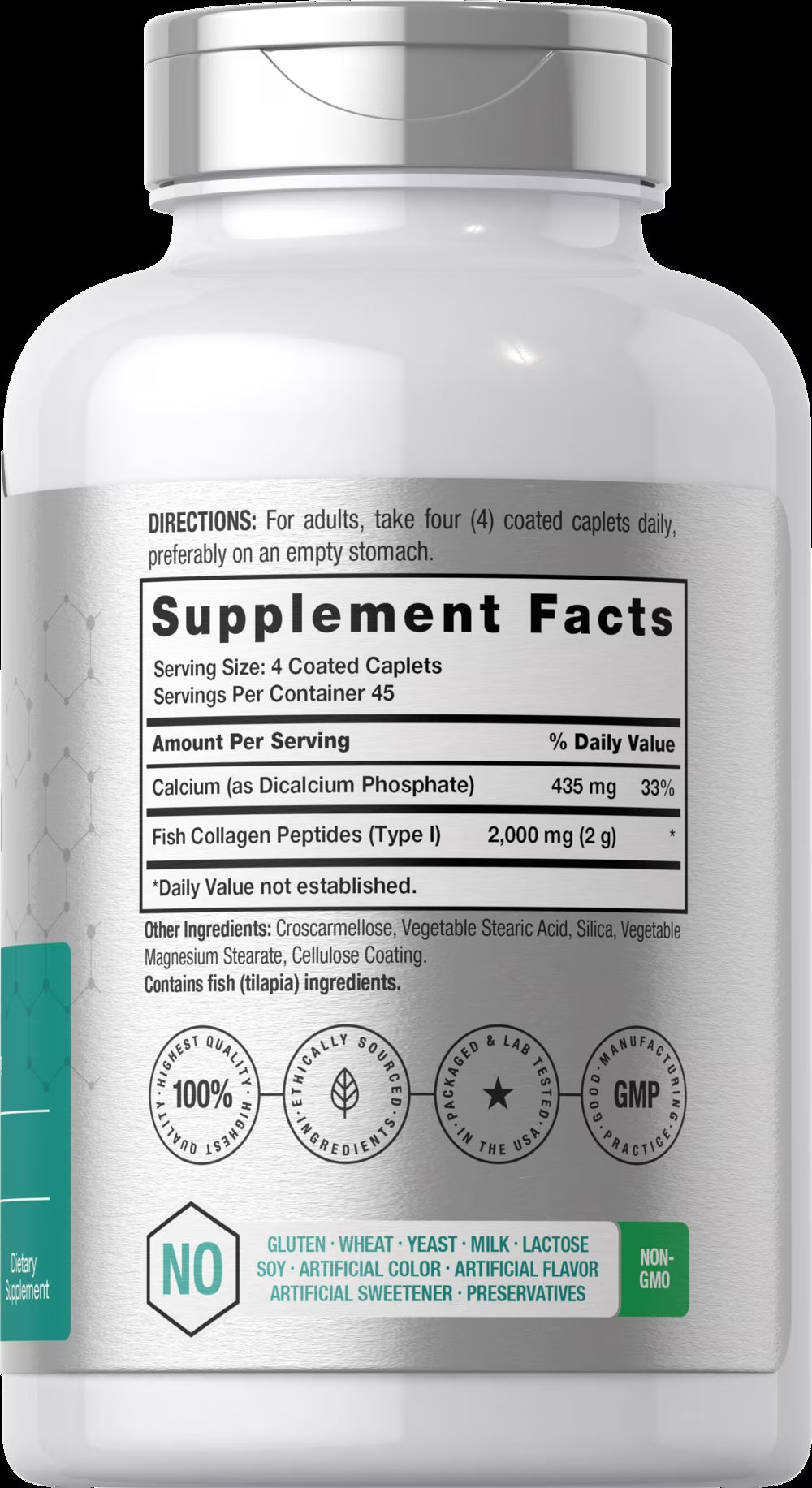 Marine Collagen Peptides 2000Mg | 180 Caplets | Non-Gmo, Gluten Free Supplement | by