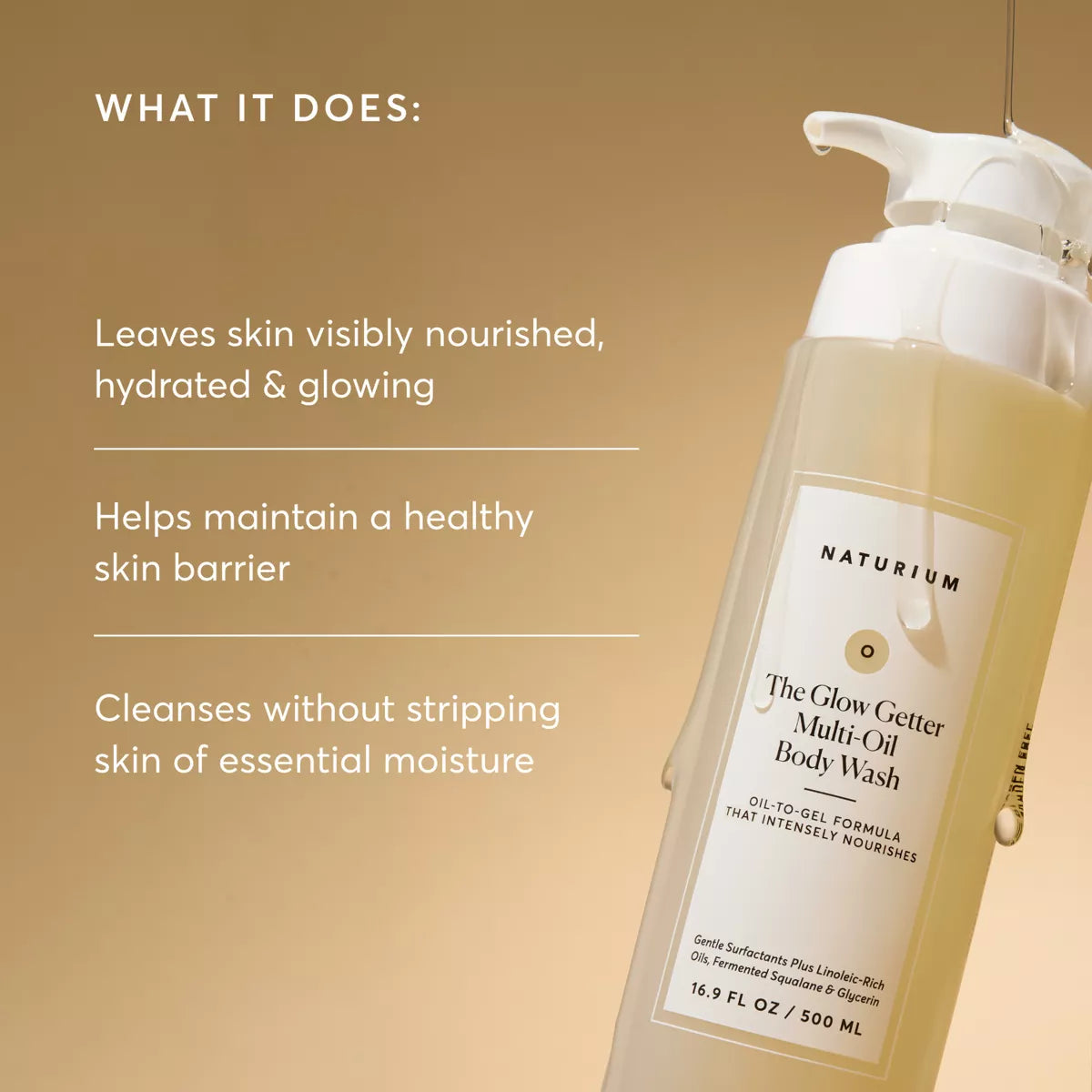 Naturium the Glow Getter Multi-Oil Hydrating Body Wash - 16.9 Fl Oz: Liquid Cleanser for Sensitive, Mature Skin