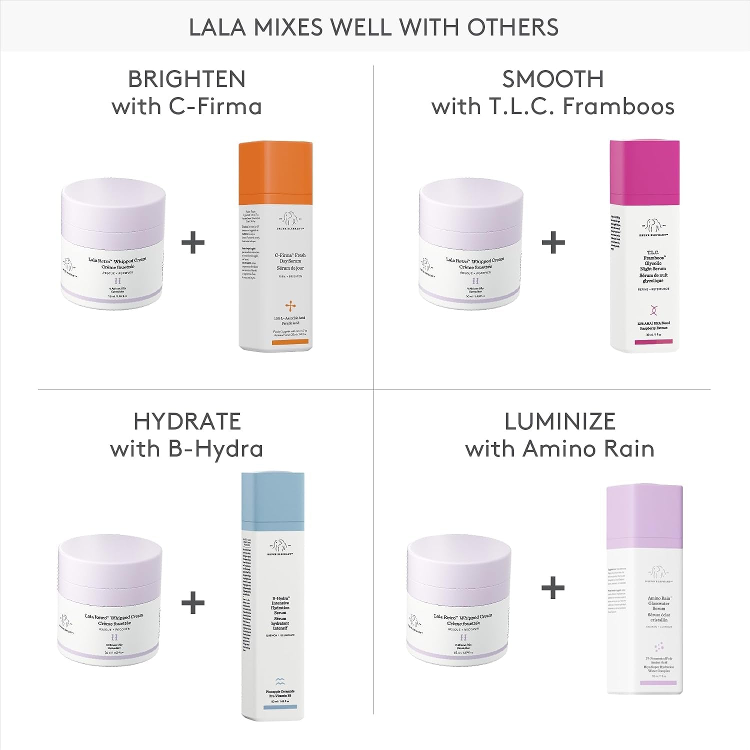 Drunk Elephant Lala Retro Whipped Cream - Ceramide Moisturizer - Clean Clinical Skincare - Cruelty-Free - Dermatologist-Tested - Free of Essential Oils, Silicones, and Fragrance