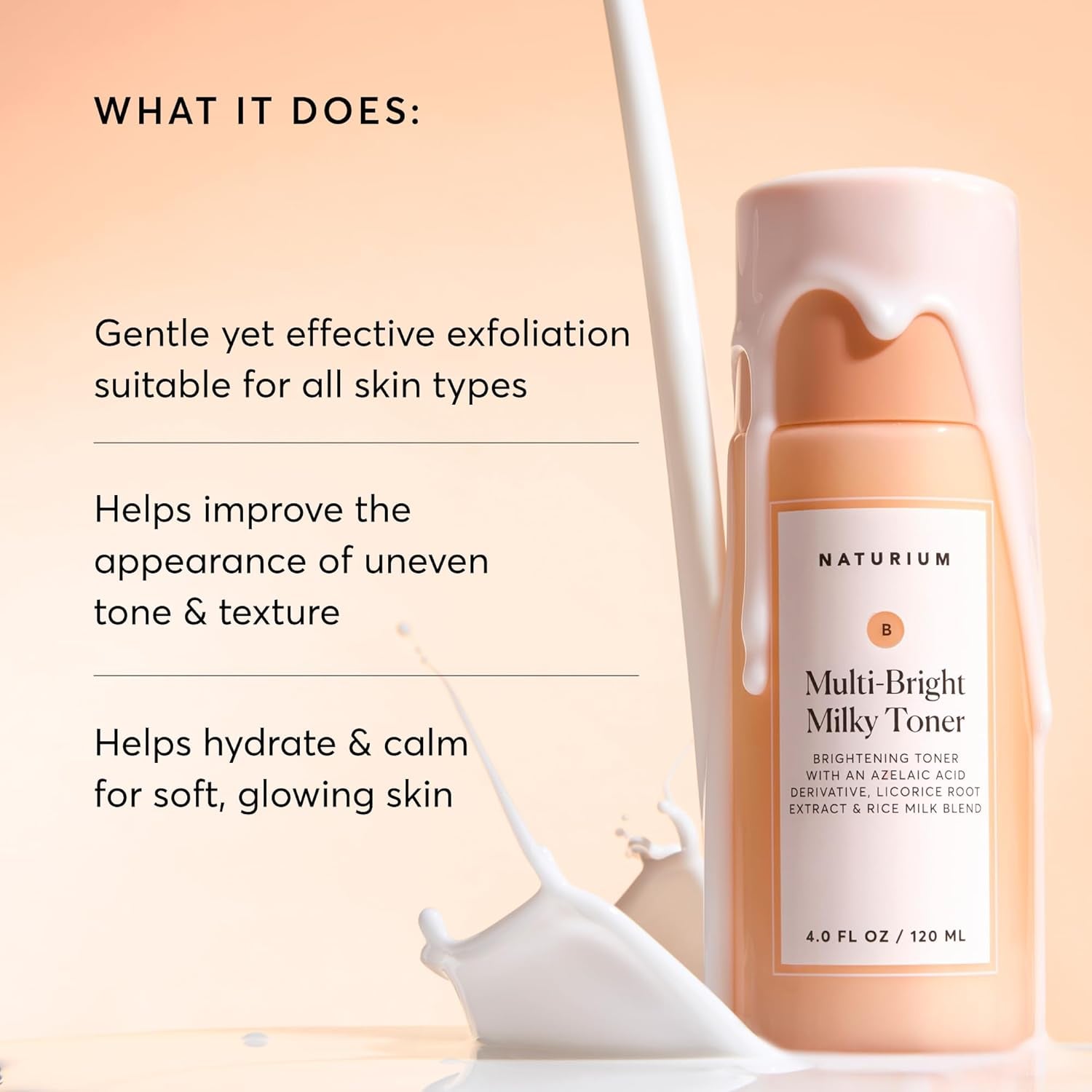 Multi-Bright Milky Toner, Exfoliating Skincare for Face with Azelaic Acid, 120 Ml / 4 Fl Oz