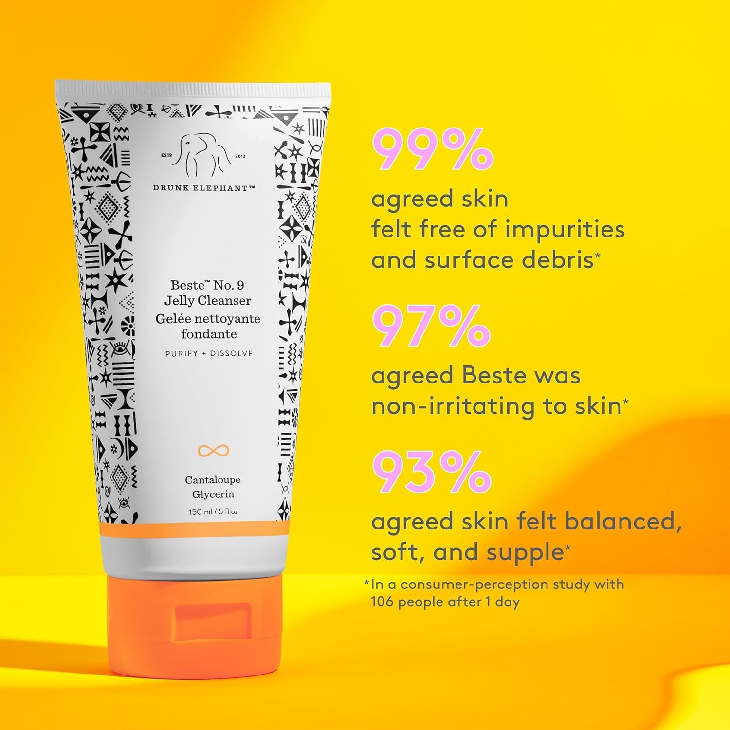 Drunk Elephant Beste No. 9 Jelly Cleanser - Travel-Size Gel Face Wash - Clean Clinical Skincare - Cruelty-Free - Dermatologist-Tested - Free of Essential Oils, Silicones, and Fragrance
