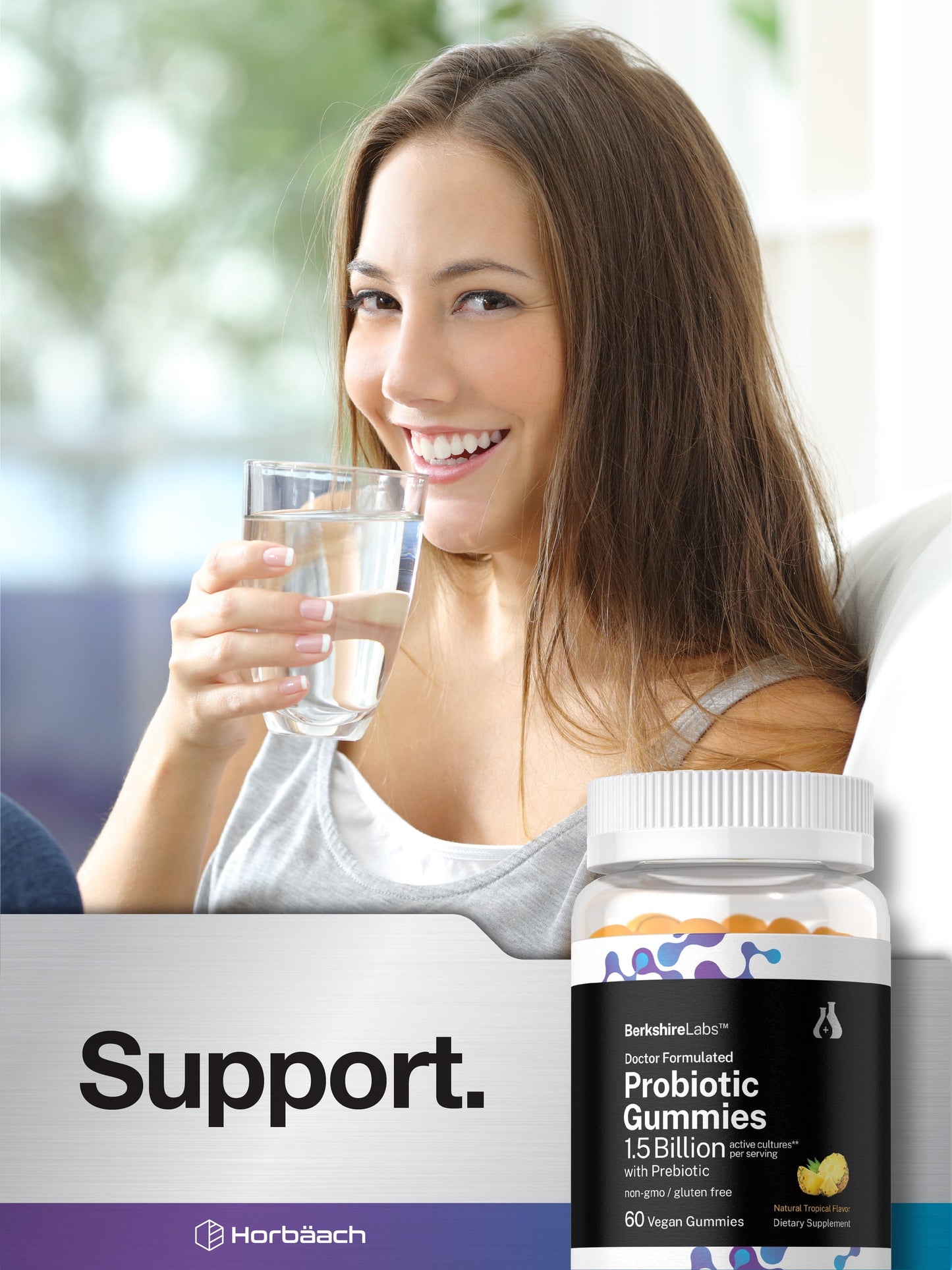 Probiotic Gummies | 60 Count | for Women and Men | Tropical Flavor | by