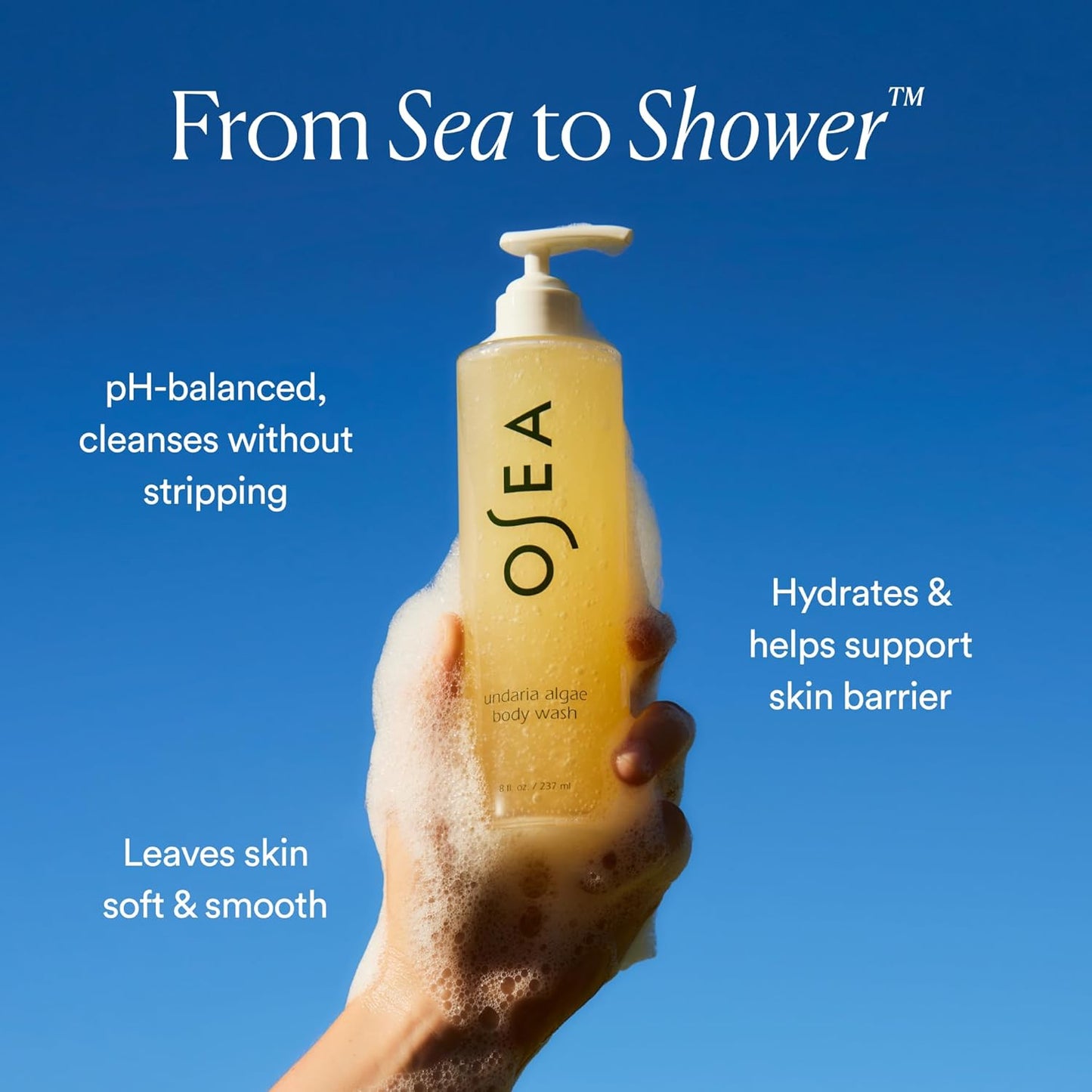 Undaria Algae™ Body Wash, Ph Balanced Cleanser, Citrus Scent, 8 Oz | Hydrating • Moisturizing • Aloe + Glycerin • All Skin Types • Undaria Seaweed • Clean, Vegan & Non-Toxic