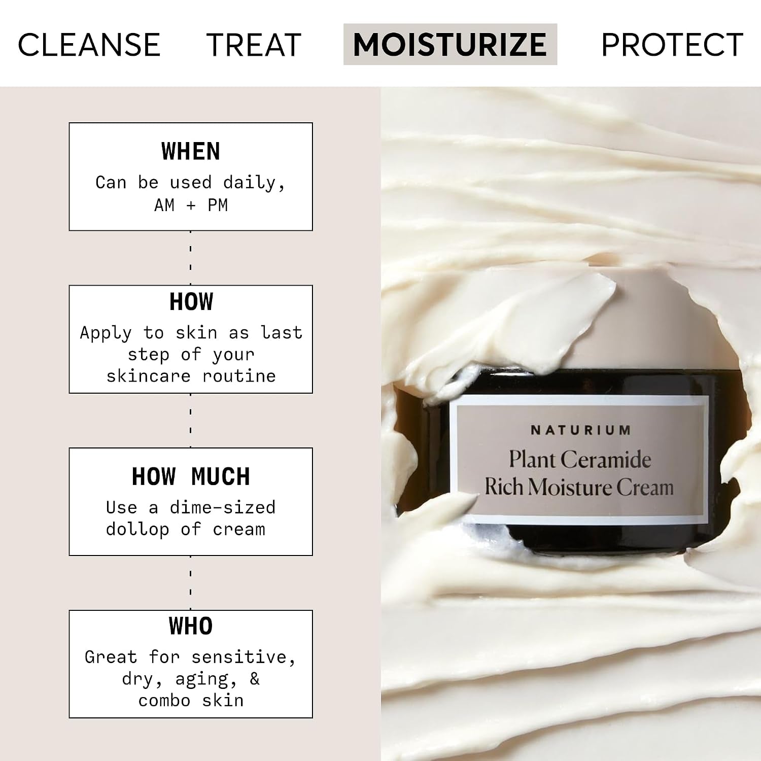 Plant Ceramide Rich Moisture Cream Jumbo, Hydrating & Anti-Aging Skincare, 3.5 Oz