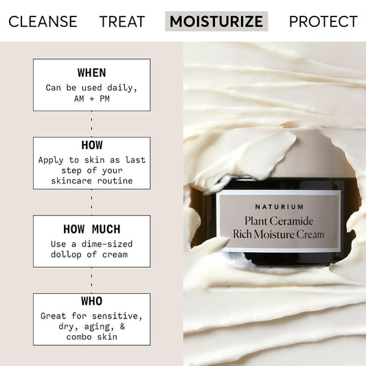 Plant Ceramide Rich Moisture Cream Jumbo, Hydrating & Anti-Aging Skincare, 3.5 Oz