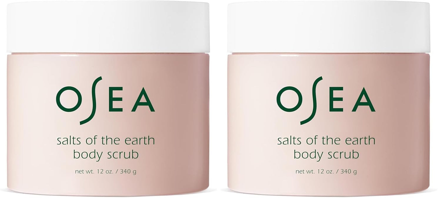 Salts of the Earth Body Scrub 12 Oz - Pink Himalayan Salt Scrub - Gentle Body Exfoliation Skincare - Ideal Spa Gift for Pampering - Clean Beauty & Vegan Body Care (Pack of 2)