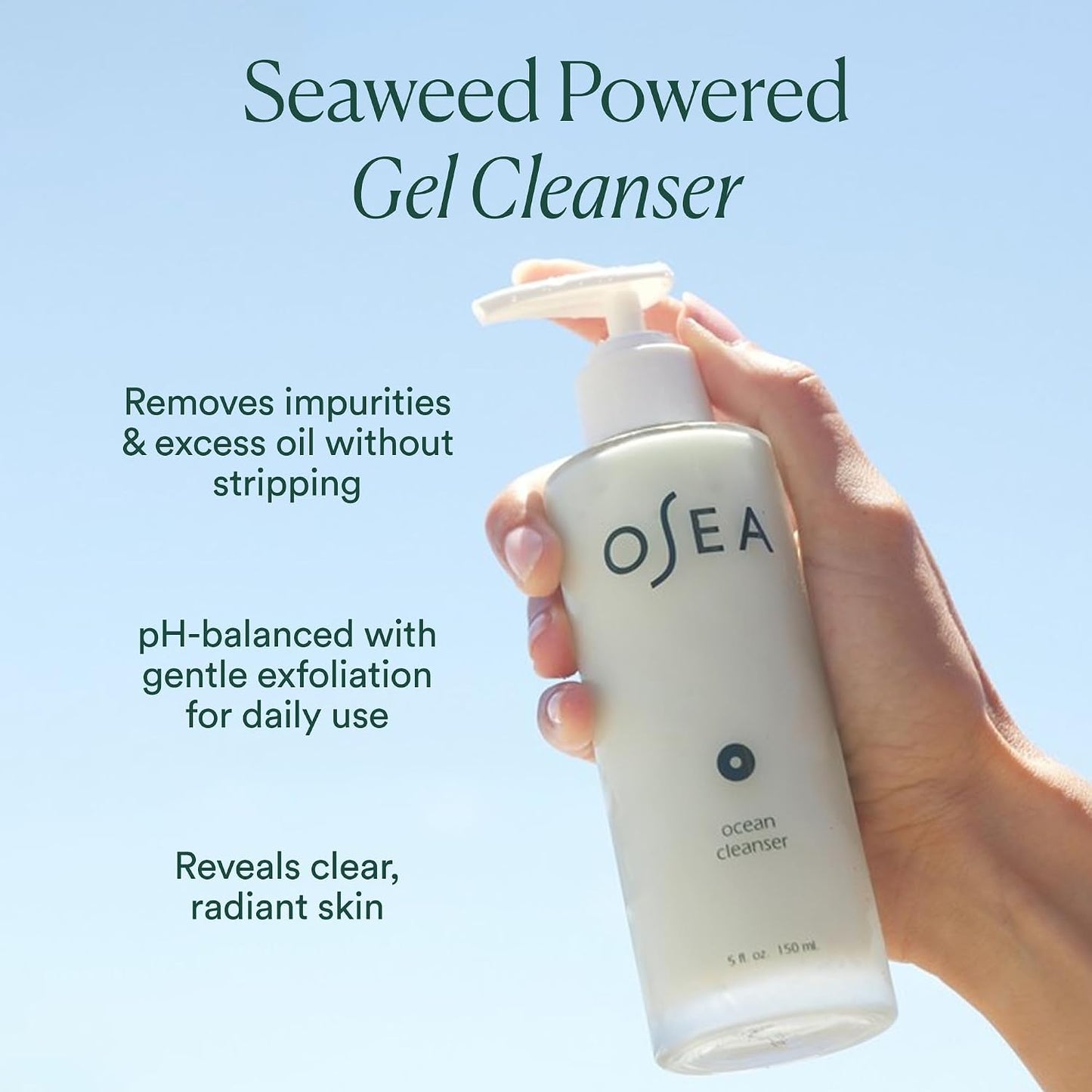 Ocean Cleanser 5 Oz - Nourishing Facial Cleansing Gel - Mineral-Rich Face Wash - Gentle Face Cleanser - Clean Beauty Skincare - Vegan & Cruelty-Free Facial Wash