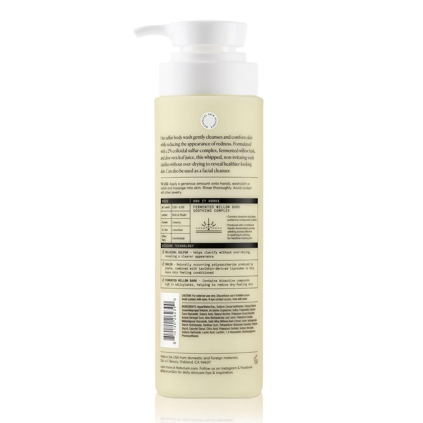 the Revealer Body Wash, Clarifying Skincare with Sulfur, Willow Bark, and Aloe Vera, 500 Ml / 16.9 Fl Oz