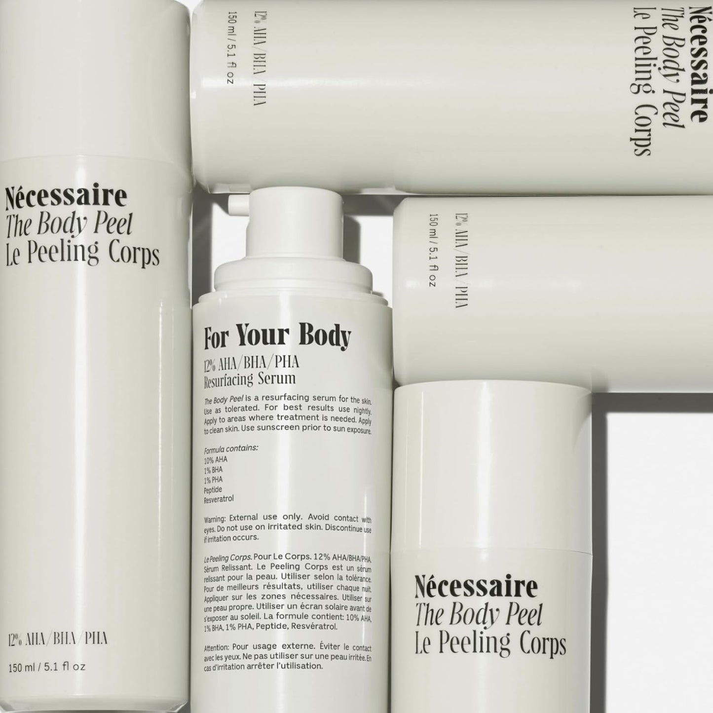 the Body Peel. Resurfacing Serum for KP, Ingrowns, Strawberry Skin and Discoloration. 10% AHA, 1% BHA, 1% PHA, Peeling Peptide. Dermatologist-Tested. Hypoallergenic. Non-Comedogenic. 150Ml