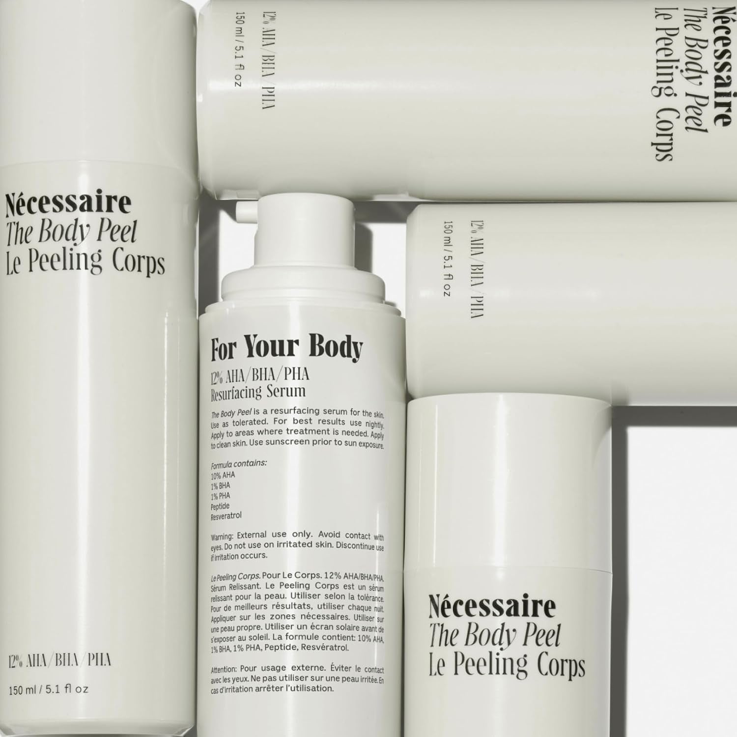 the Body Peel. Resurfacing Serum for KP, Ingrowns, Strawberry Skin and Discoloration. 10% AHA, 1% BHA, 1% PHA, Peeling Peptide. Dermatologist-Tested. Hypoallergenic. Non-Comedogenic. 150Ml