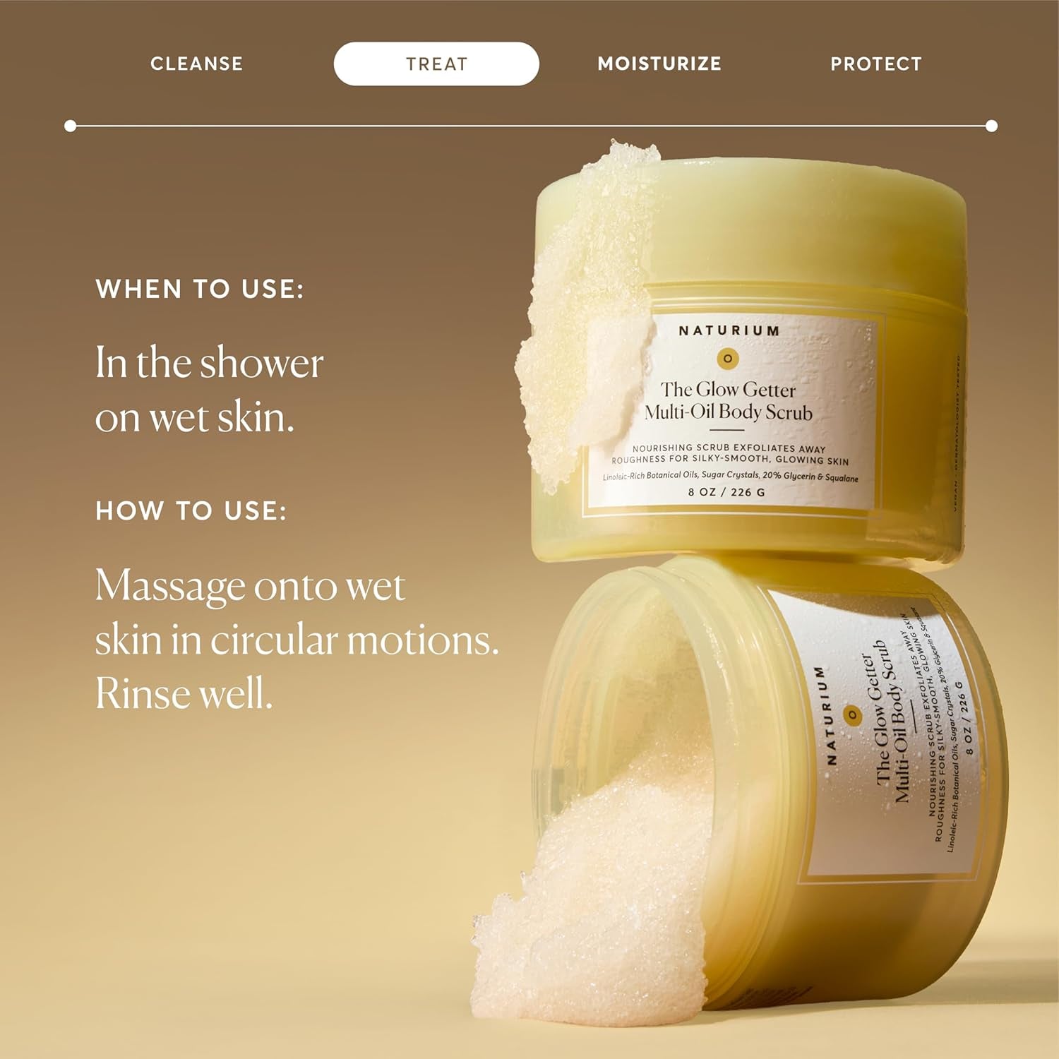 Glow Getter Body Scrub, Exfoliating Sugar Crystals with Linoleic-Rich Oils, Glycerin & Squalane, 226 G / 8 Oz