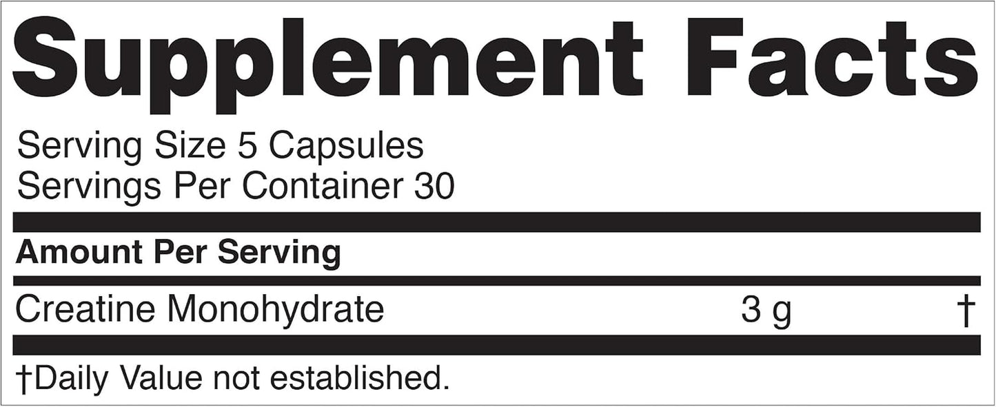 Essentials Premium Creatine Monohydrate Pills Supplement, 3000Mg, 150 Capsules