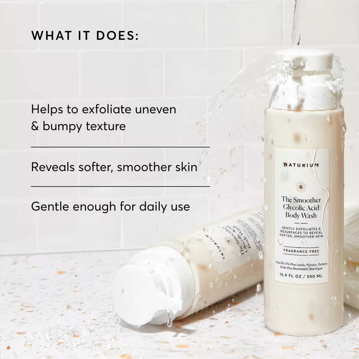 Naturium the Smoother Glycolic Acid Exfoliating Body Wash - 16.9 Fl Oz: Suitable for Oily, Combination, Sensitive Skin, Liquid Form