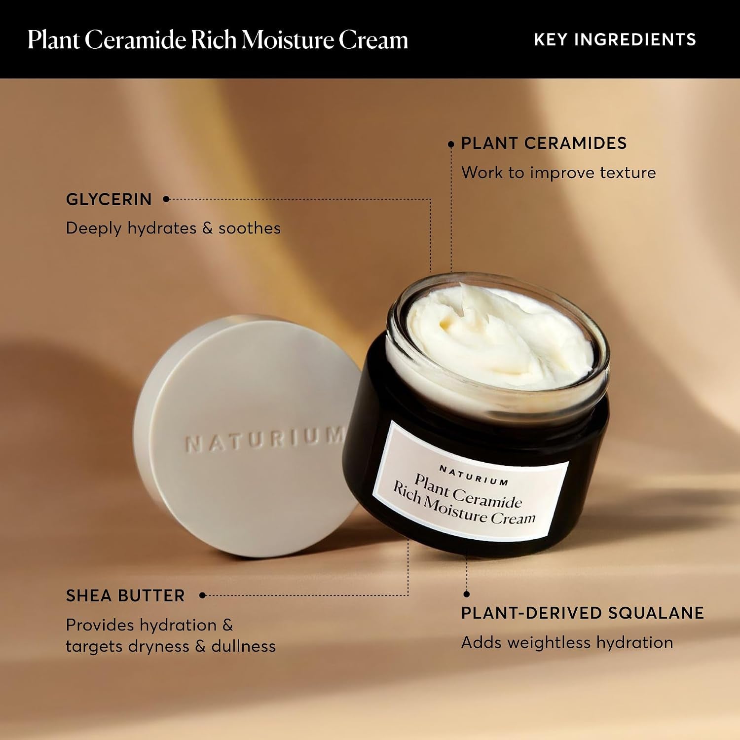 Plant Ceramide Rich Moisture Cream, Hydrating & Anti-Aging Skincare, 1.7 Oz