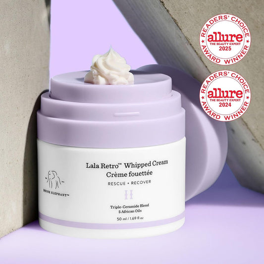 Drunk Elephant Lala Retro Whipped Cream - Ceramide Moisturizer - Clean Clinical Skincare - Cruelty-Free - Dermatologist-Tested - Free of Essential Oils, Silicones, and Fragrance
