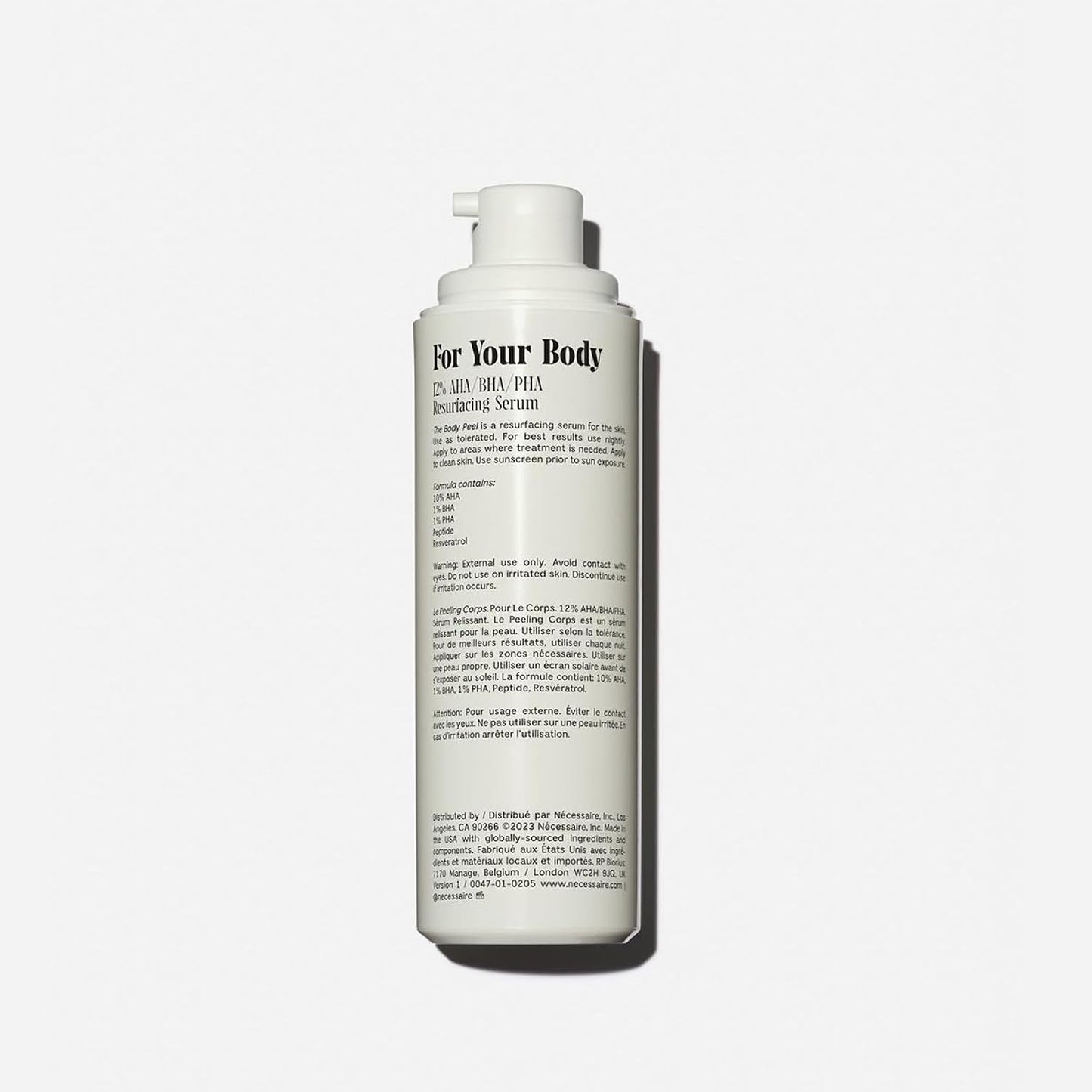 the Body Peel. Resurfacing Serum for KP, Ingrowns, Strawberry Skin and Discoloration. 10% AHA, 1% BHA, 1% PHA, Peeling Peptide. Dermatologist-Tested. Hypoallergenic. Non-Comedogenic. 150Ml