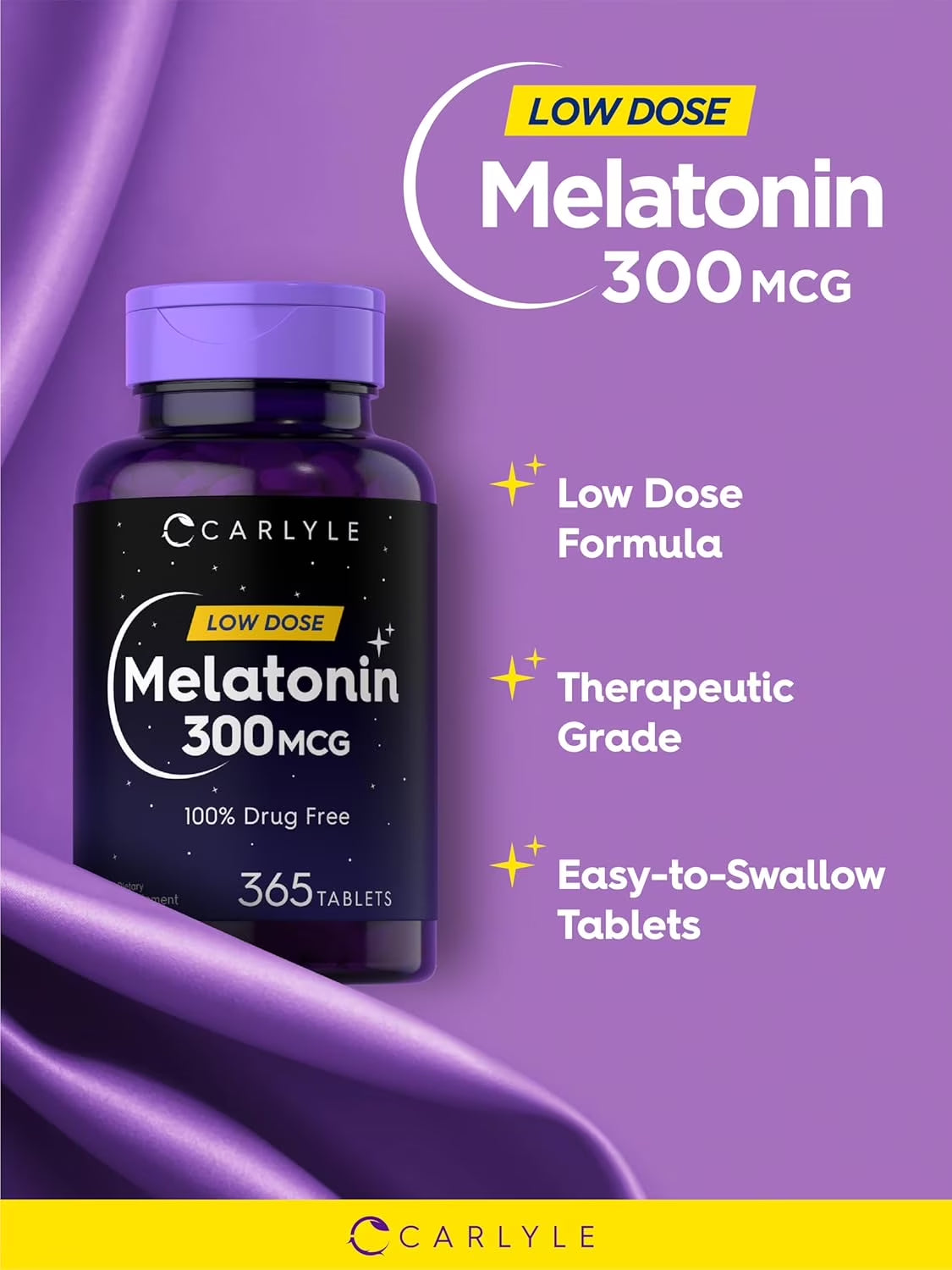 Melatonin 300Mcg | 365 Vegetarian Tablets for Men and Women | by