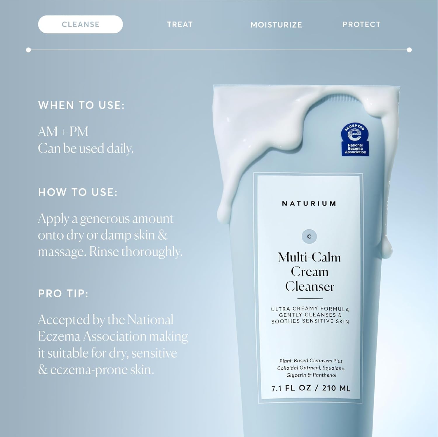 Multi-Calm Cream Cleanser, Hydrating Face Wash for Eczema-Prone Skin, 210 Ml / 7.1 Fl Oz