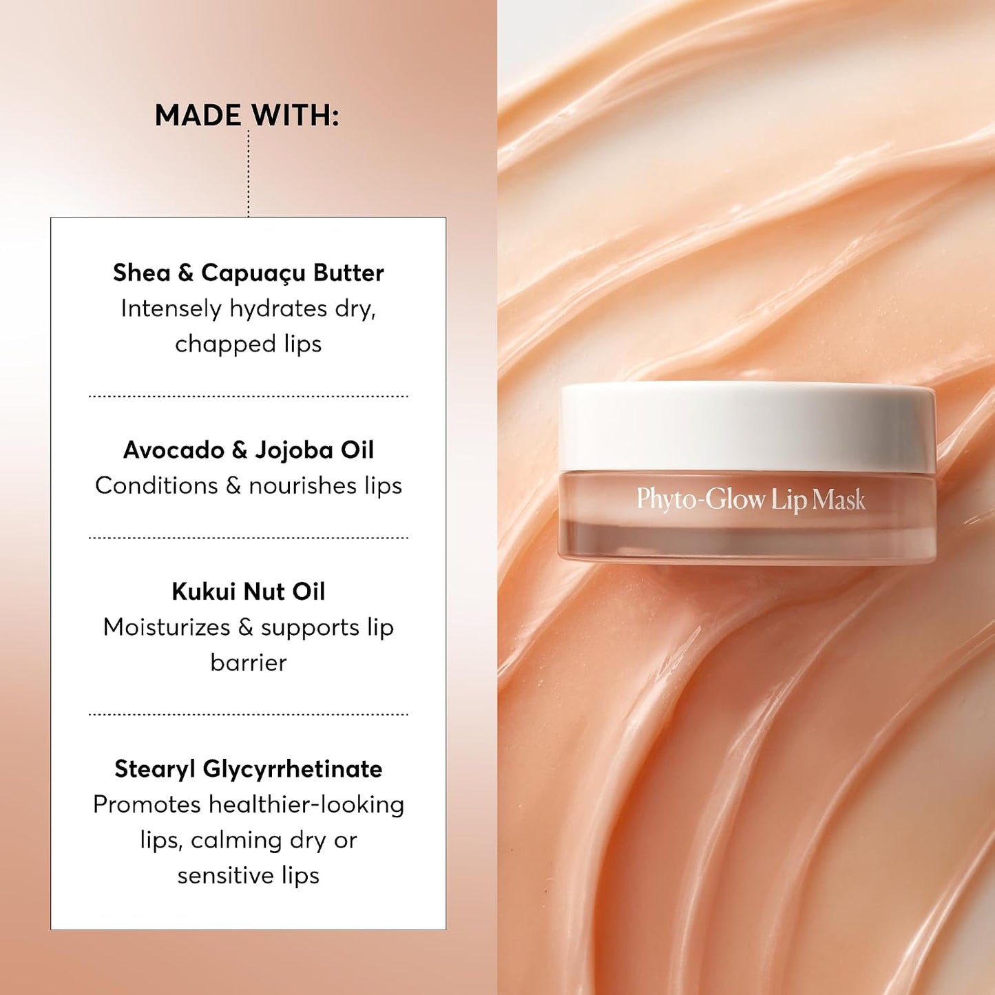 Phyto-Glow Lip Mask, Hydrating & Moisturizing Balm, Restores & Replenishes for Nourishing Lips with Shea Butter, 0.5 Oz