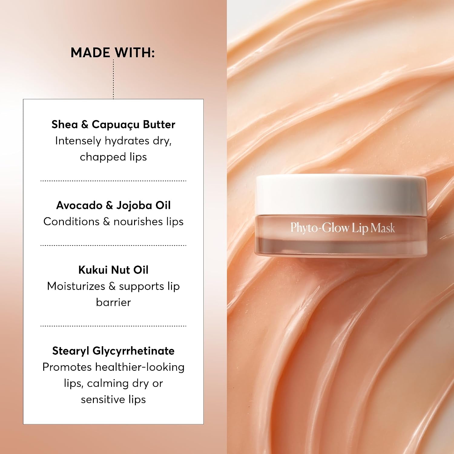Phyto-Glow Lip Mask, Hydrating & Moisturizing Balm, Restores & Replenishes for Nourishing Lips with Shea Butter, 0.5 Oz