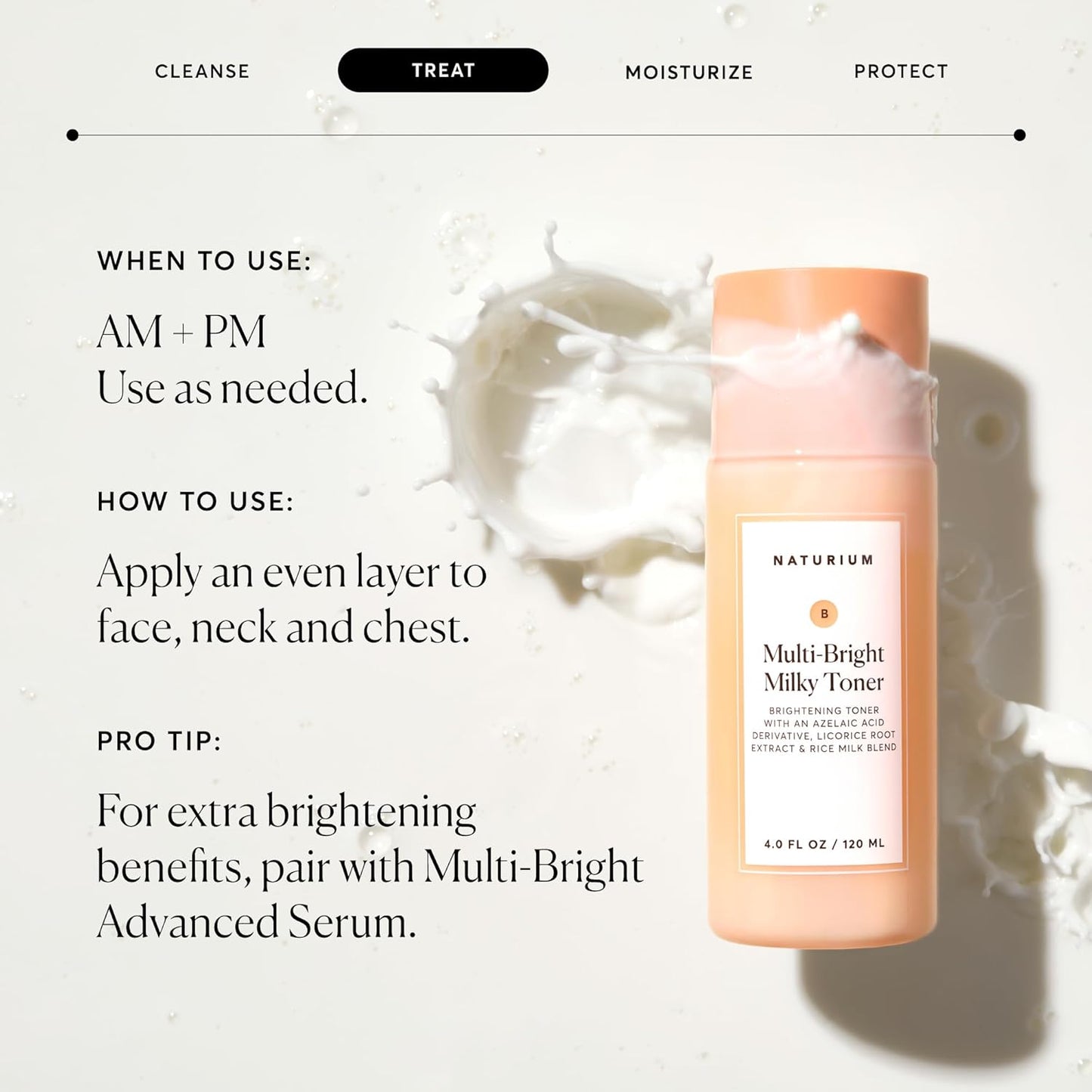 Multi-Bright Milky Toner, Exfoliating Skincare for Face with Azelaic Acid, 120 Ml / 4 Fl Oz