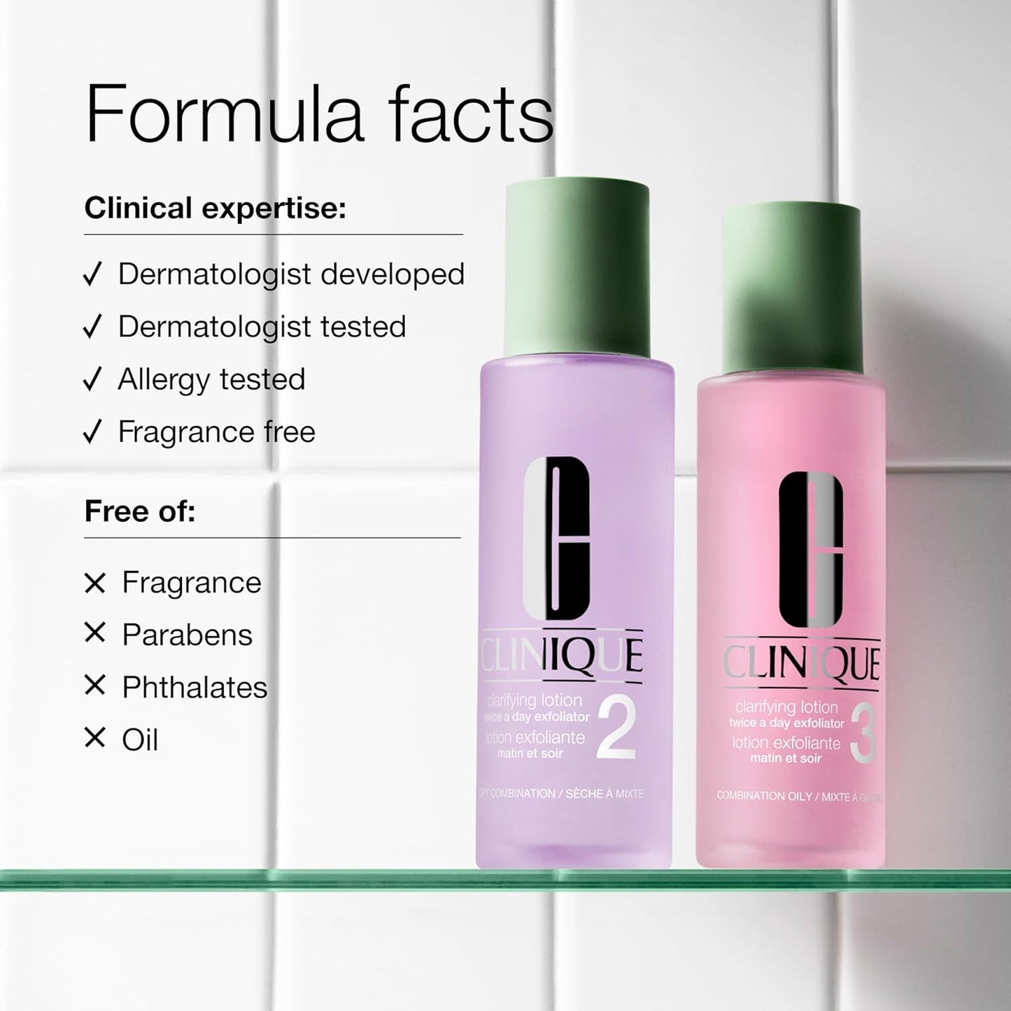 Clinique Clarifying Lotion 1.0, 1, 2, 3 & 4 | Exfoliating Face Toner with Witch Hazel | 5 Formulas for Every Skin Type | Step 2 of 3-Step Skin Care Routine