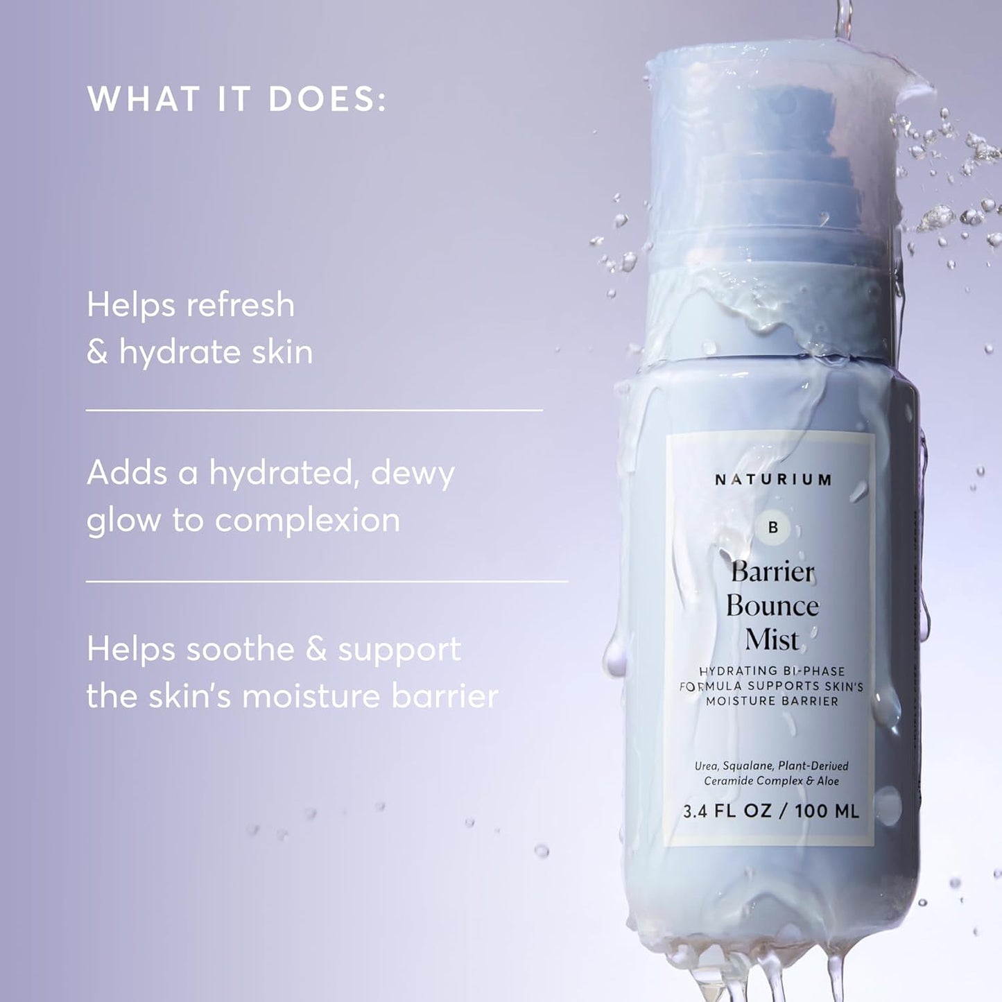 Barrier Bounce Mist, Hydrating Skincare with Urea, Squalane, Plant-Derived Ceramide & Aloe, 100 Ml / 3.4 Fl Oz