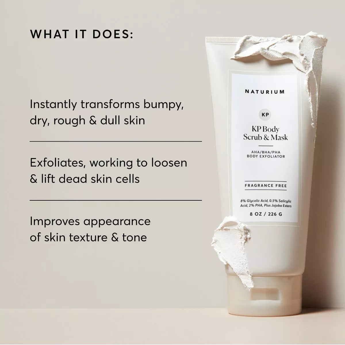 Naturium KP Body Scrub & Mask - 8 Oz: Exfoliating, Smoothing, for Normal Skin, for Legs