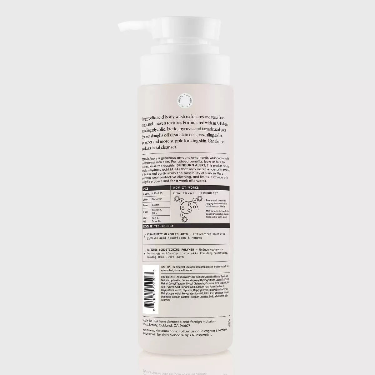 Naturium the Smoother Glycolic Acid Exfoliating Body Wash - 16.9 Fl Oz: Suitable for Oily, Combination, Sensitive Skin, Liquid Form