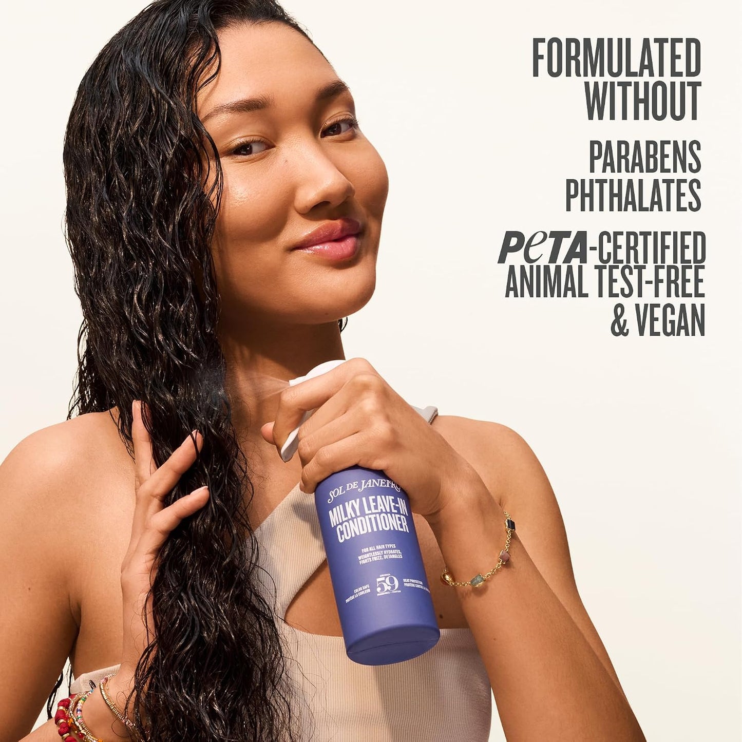 Sol De Janeiro Milky Leave-In Conditioner | Fights Frizz | Detangles | Heat Protection Spray for Hair | Vegan Formula