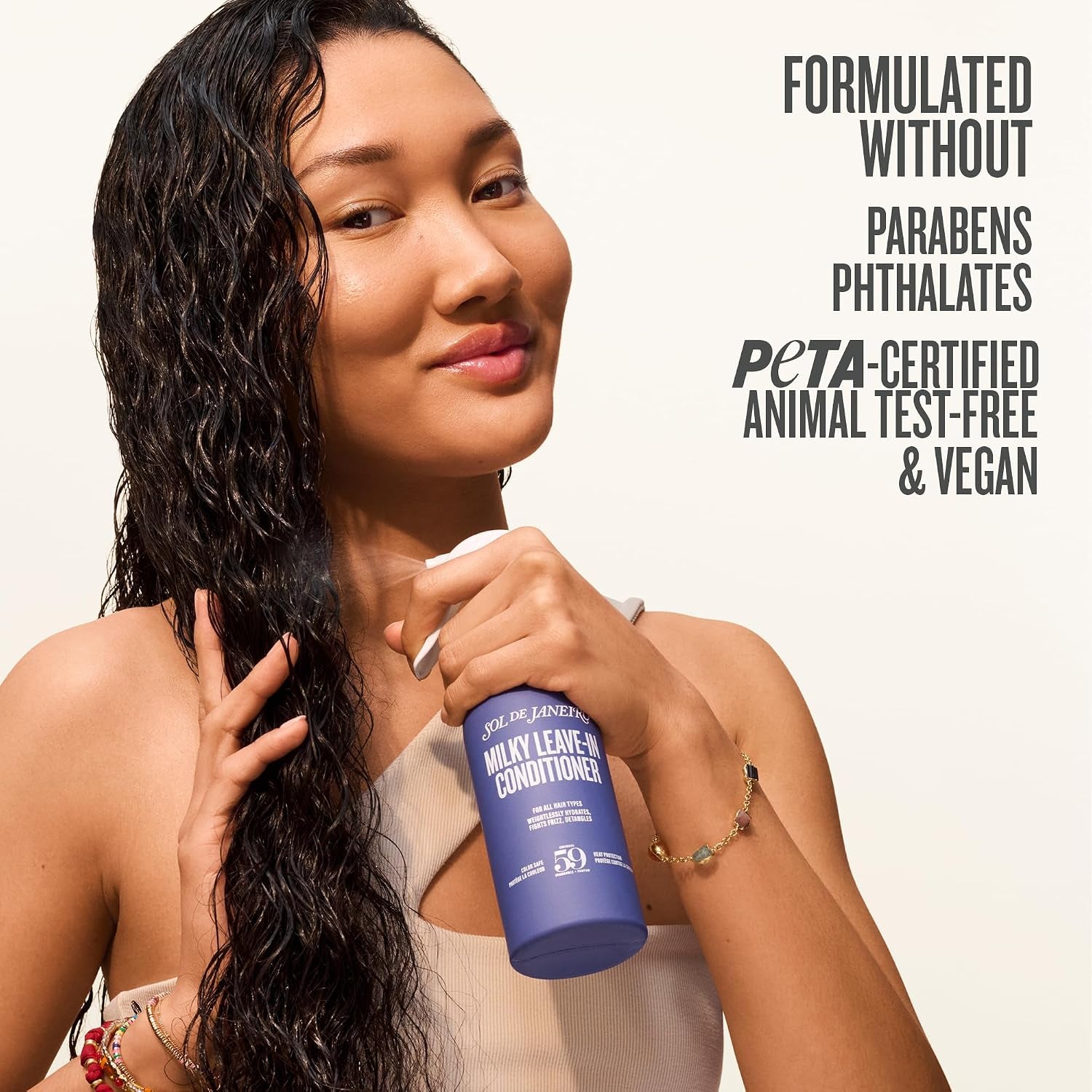 Sol De Janeiro Milky Leave-In Conditioner | Fights Frizz | Detangles | Heat Protection Spray for Hair | Vegan Formula