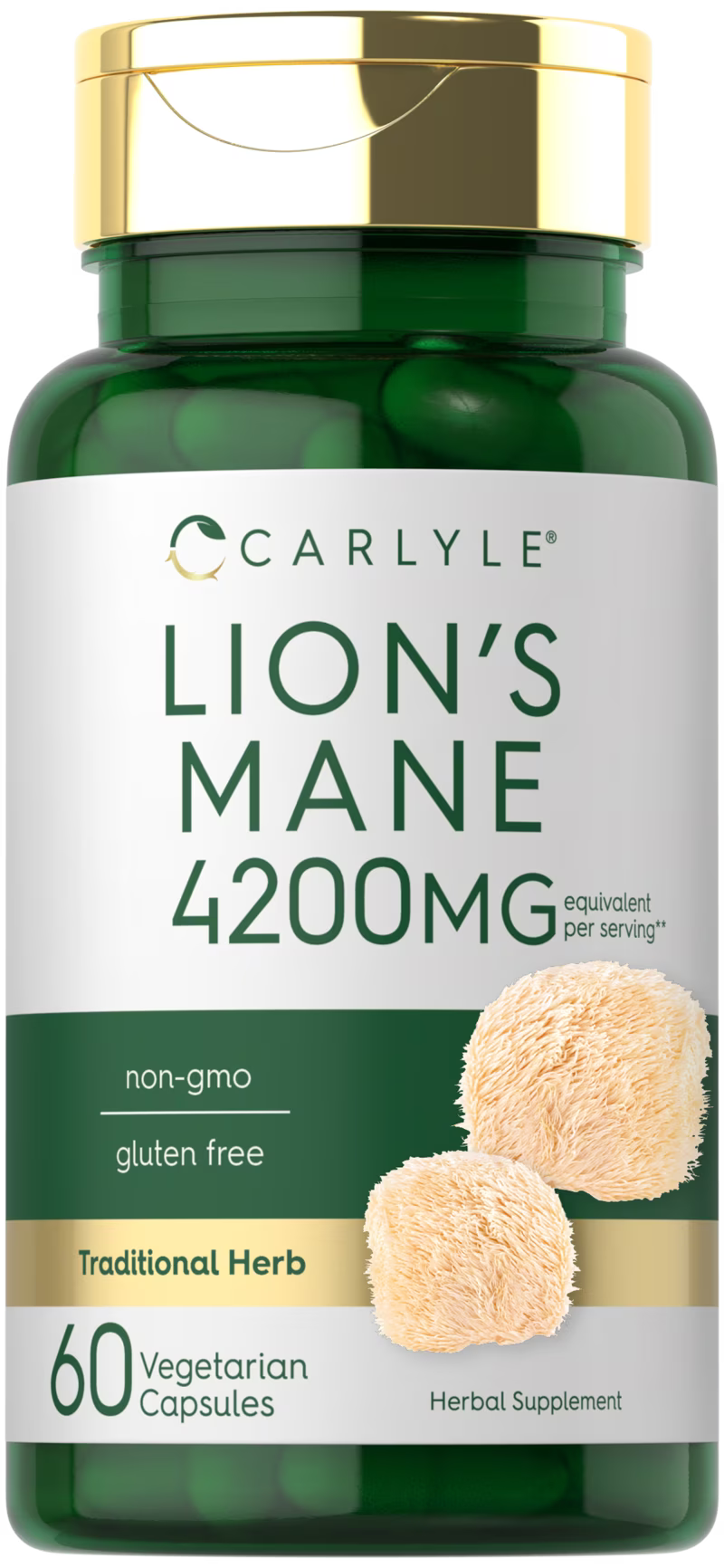 Lions Mane Supplement Capsules | 4200Mg | 60 Capsules | Vegetarian, Gluten Free