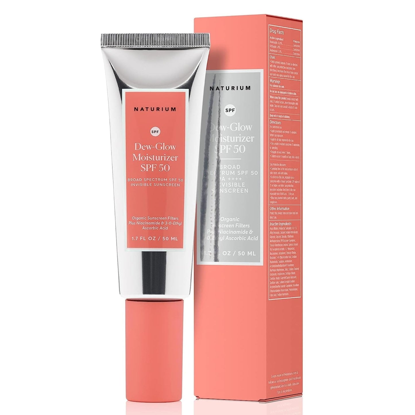 Naturium Daily Moisturizing Facial Sunscreen SPF 50 with Niacinamide 1.7 Fl Oz