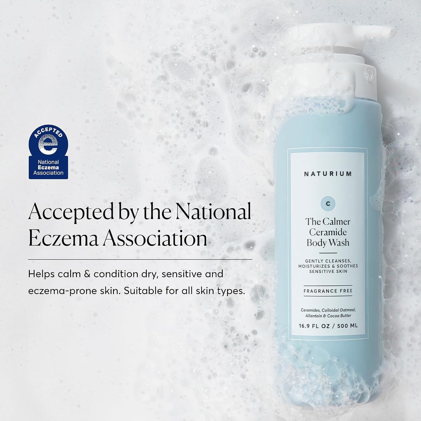 the Calmer Ceramide Body Wash, Frangrance-Free, Cleansing & Moisturizing for Dry, Sensitive Skin, Dermatologist-Tested, Paraben & Cruelty-Free, 16.9 Oz
