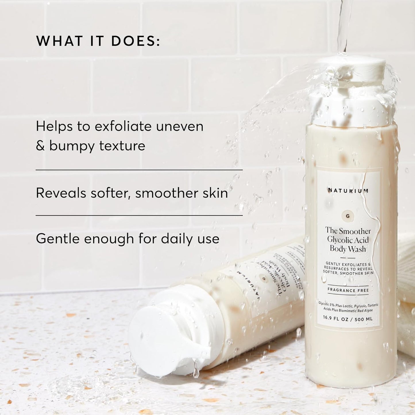 the Smoother Glycolic Acid Exfoliating Body Wash, Soft & Smoothing Cleanser, 16.9 Oz