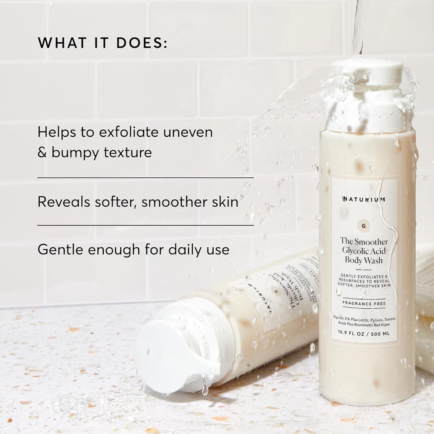 the Smoother Glycolic Acid Exfoliating Body Wash, Soft & Smoothing Cleanser, 16.9 Oz