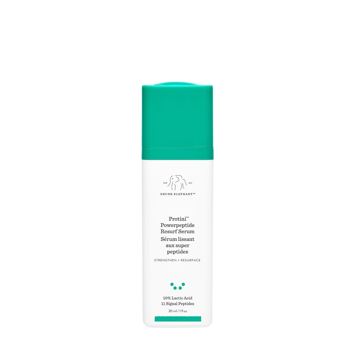 Drunk Elephant Protini Powerpeptide Resurf Serum - 30 Ml/1 Fl Oz - Exfoliating Lactic Acid AHA Serum - Clean Clinical Skincare - Cruelty-Free - Free of Essential Oils, Silicones, and Fragrance