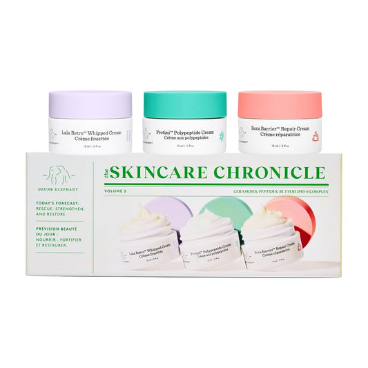 Drunk Elephant Skincare Chronicles - Travel Size Moisturizer Trio - Clean Clinical Skincare - Cruelty-Free - Dermatologist-Tested - Free of Essential Oils, Silicones, and Fragrance