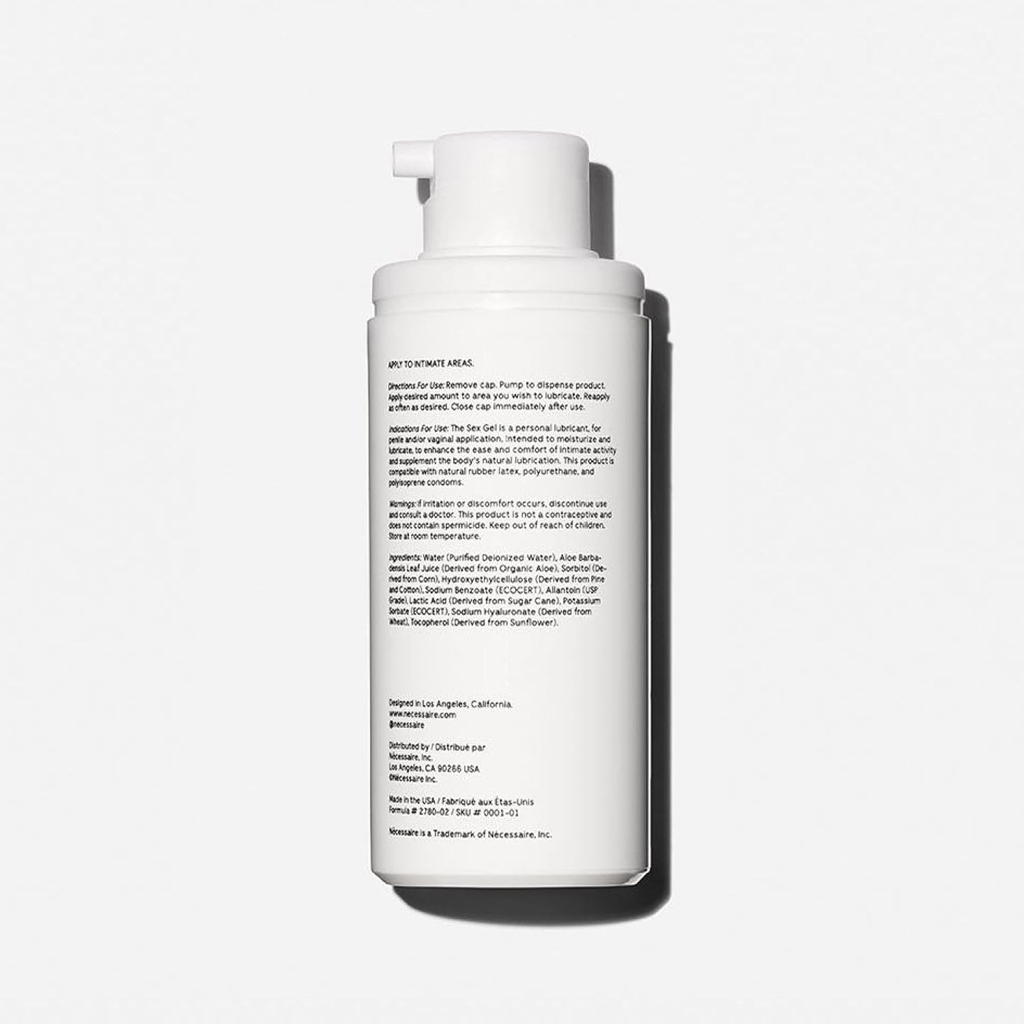 the Sex Gel. Water-Based Personal Lubricant. Hyaluronic Acid + Lactic Acid. No Fragrance Added. Non-Staining. Safe for Toys + Condoms. 50 Ml / 1.7 Fl Oz.