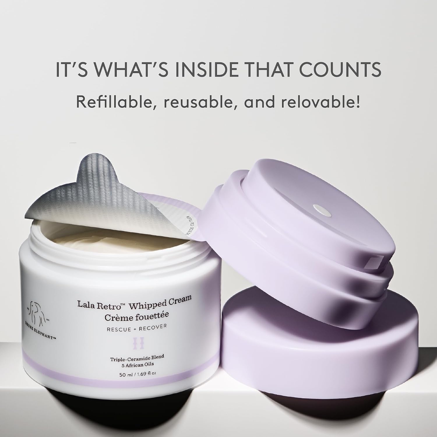 Drunk Elephant Lala Retro Whipped Cream - Ceramide Moisturizer - Clean Clinical Skincare - Cruelty-Free - Dermatologist-Tested - Free of Essential Oils, Silicones, and Fragrance