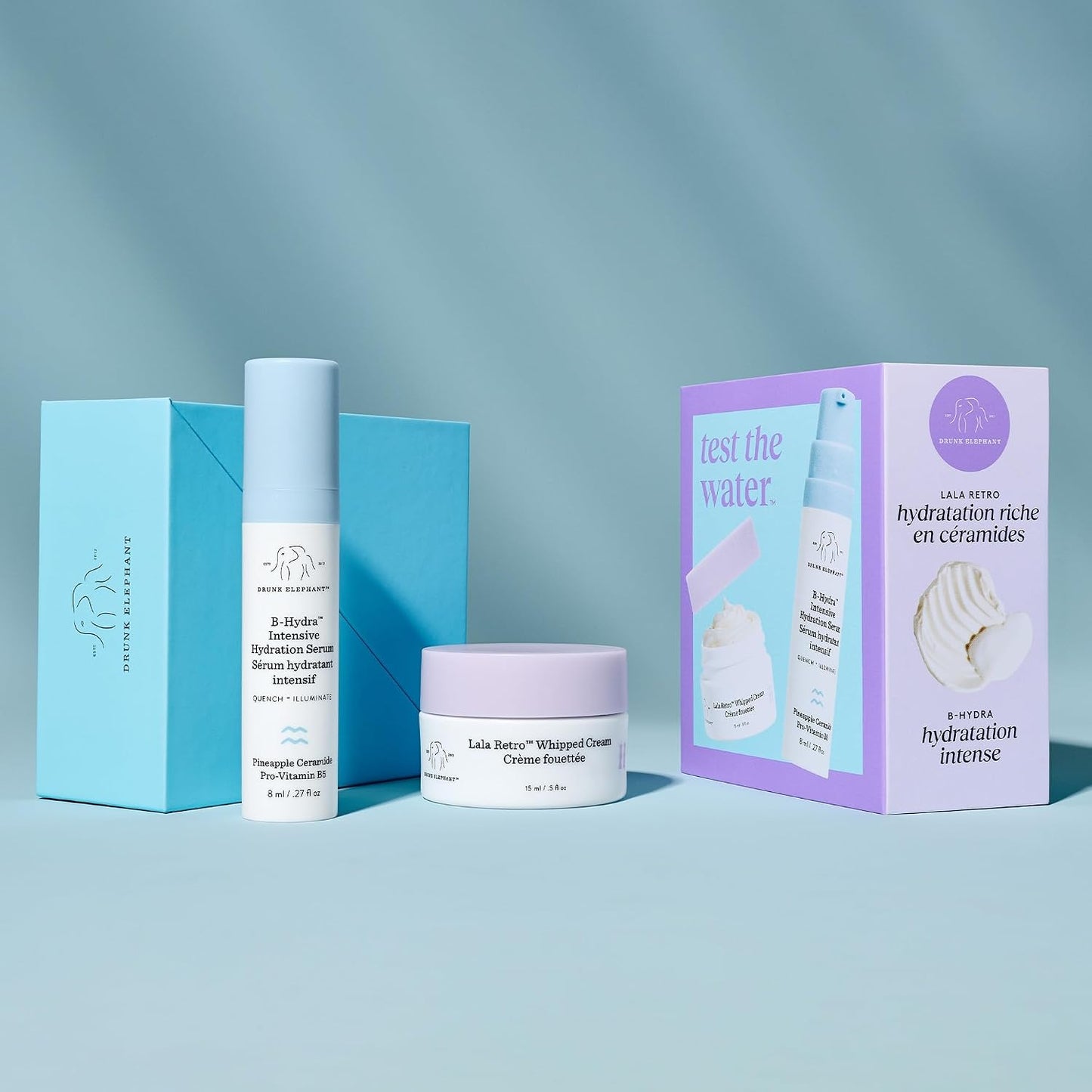 Drunk Elephant Test the Water - Travel Size - Hydrate and Nourish Kit - Clean Clinical Skincare - Cruelty-Free - Dermatologist-Tested - Free of Essential Oils, Silicones, and Fragrance