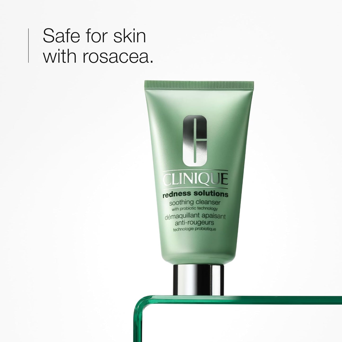 Clinique Redness Solutions Soothing Oil Free Face Cream Cleanser with Probiotic Technology | Appropriate for Skin with Rosacea, 5 Fl Oz