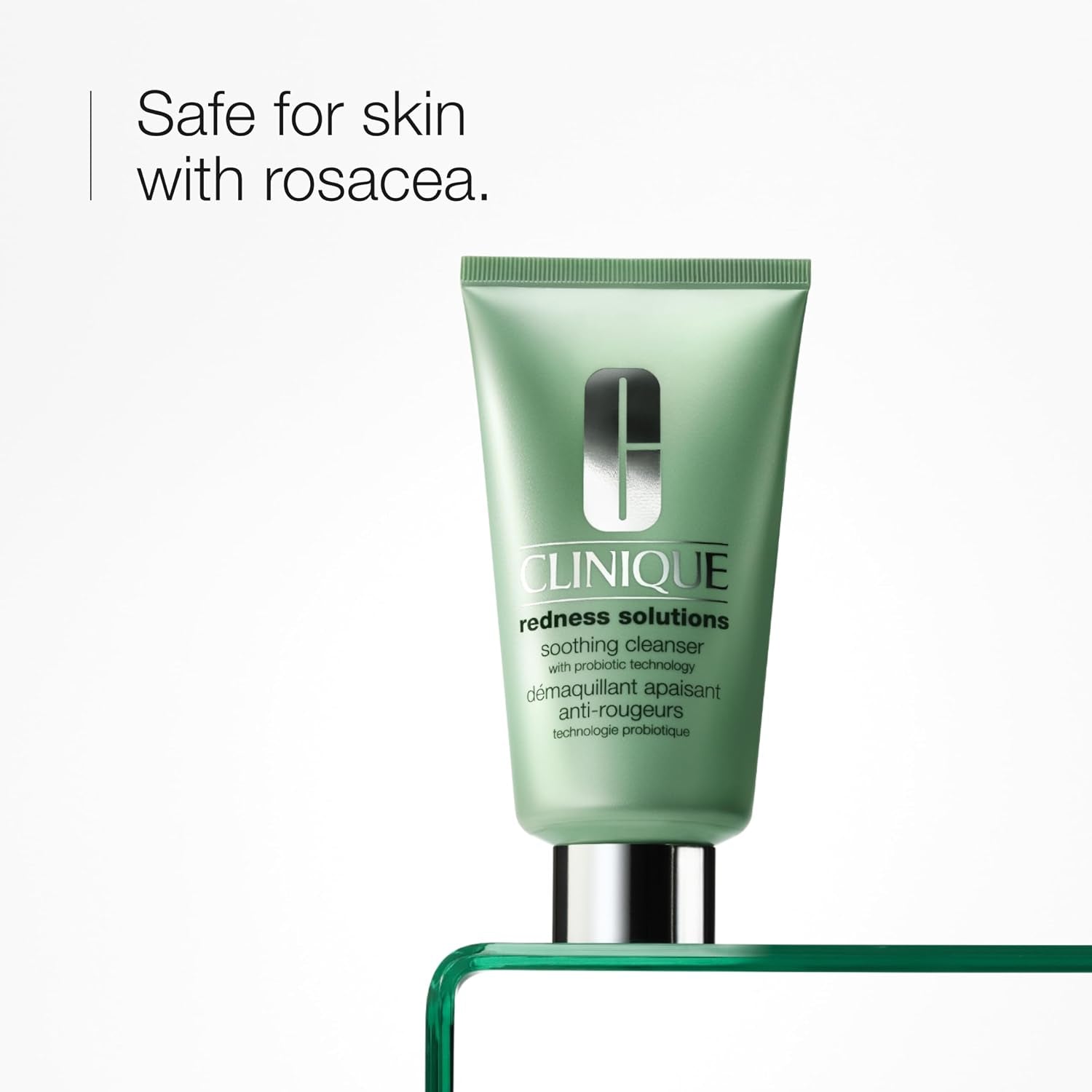 Clinique Redness Solutions Soothing Oil Free Face Cream Cleanser with Probiotic Technology | Appropriate for Skin with Rosacea, 5 Fl Oz