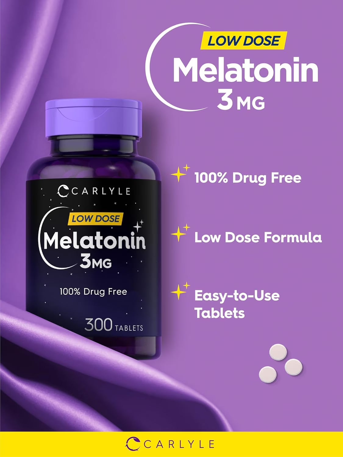 Melatonin 3Mg | 300 Vegetarian Tablets for Men and Women | by