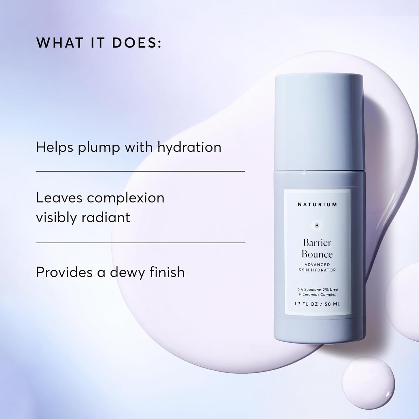 Barrier Bounce Serum, Plumps & Hydrates Face, Neck & Chest, Hydration Booster & Skin Care with Squalene & Ceramide Complex, 1.7 Fl Oz