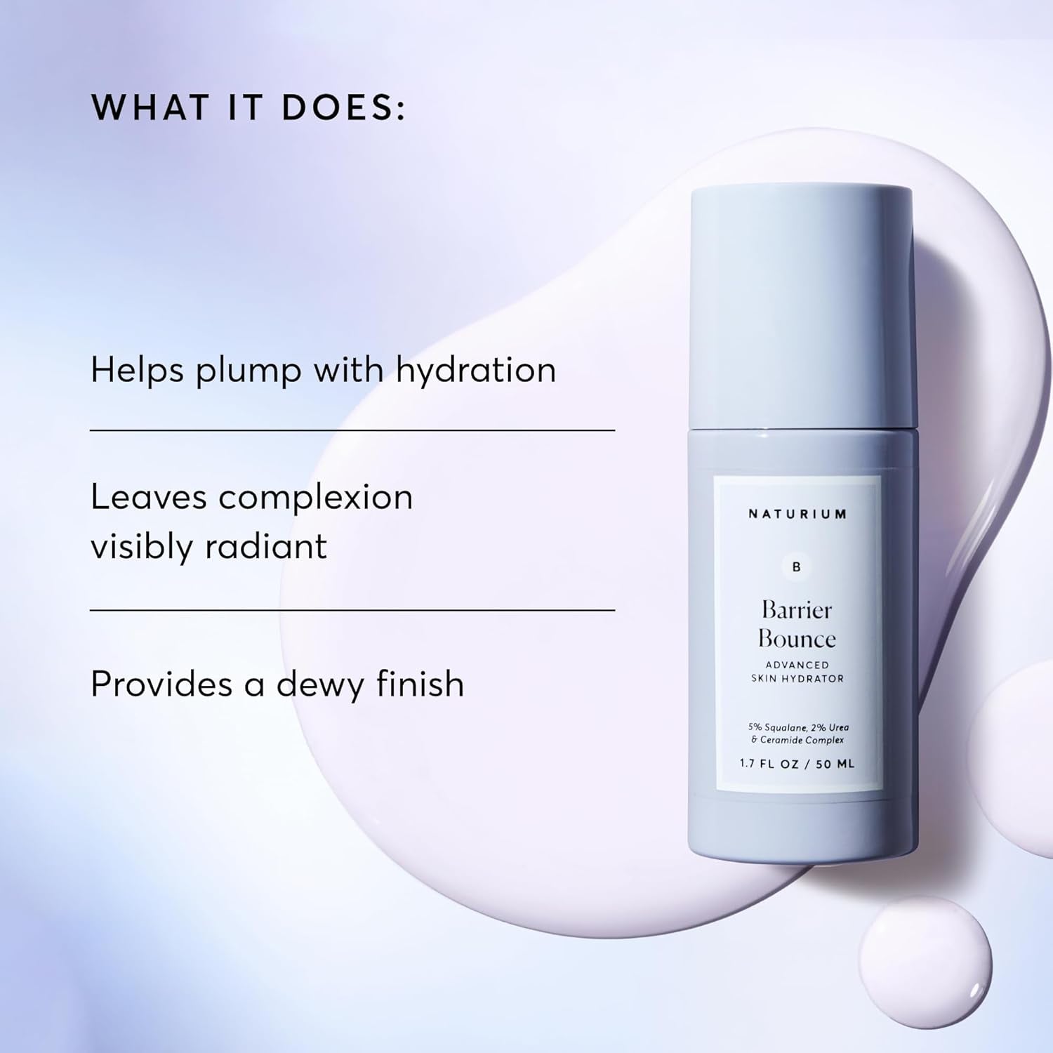 Barrier Bounce Serum, Plumps & Hydrates Face, Neck & Chest, Hydration Booster & Skin Care with Squalene & Ceramide Complex, 1.7 Fl Oz